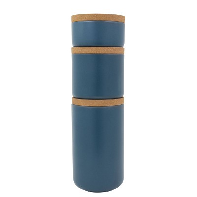 Kamenstein 3pc Canister Set Teal: Ceramic Kitchen Storage & Organization, Cork Lid, Lifetime Warranty — фото 2