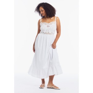 June & Vie Cotton Voile Lace Maxi Dress - 12 W, Snow White