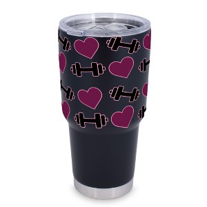 100 North 30 Ounce Stainless Steel On the Go Travel Tumbler With Push Top Lid, Hearts and Weights Black - 1 of 4