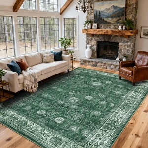 Area Rugs Washable Non-Slip Low Pile Ultra Soft Indoor Under Table Area Rug Carpet for Bedroom Living Room - 1 of 4