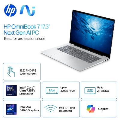HP OmniBook 7 17t-dc000 17.3" FHD Touch | Core Ultra 7 258V | 32GB RAM | 2TB SSD | Intel Arc | Wi-Fi 7 | Win 11 Pro