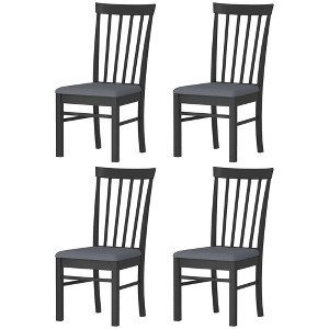 Aghana Digitals 4-Piece Farmhouse Dining Chairs, Rubber Wood Frame with Foam Cushion, Dark Brown & - 1 of 4