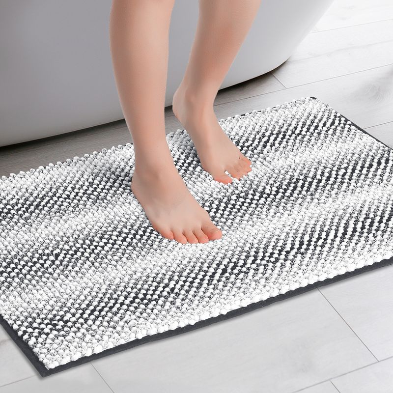 Unique Bargains Chenille Soft and Absorbent Non-Slip Striped Luxury Plush Shaggy Bath Mat Bathroom Rug, 2 of 7