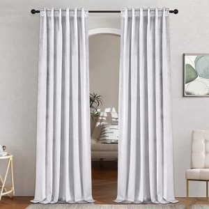 2 Panels Solid Velvet Room Darkening Curtain Panel,Blackout Curtains with Rod Pocket Back Tab,Soft Window Drapes for Living Room Bedroom - 1 of 4