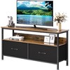39" TV Stand Dresser with 2 Fabric Drawers, Modern Entertainment Center for 50" TVs, Living Room Storage Cabinet - 3 of 4