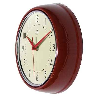 9.5" Retro Metal Wall Clock Red - Infinity Instruments