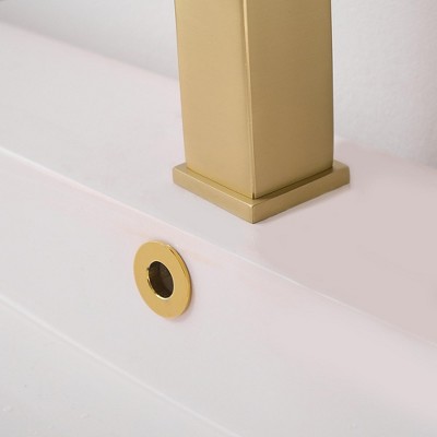 Brushed Gold Single-Handle Low-Arc Bathroom Faucet with Drain