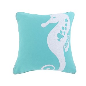 Del Ray Embroidered Seahorse Decorative Pillow - Levtex Home - 1 of 3