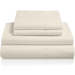 Lincove 400 Thread Count Cotton Sateen 4 Piece Sheet Set – Luxuriously Soft, 15" Deep Pockets, Includes 1 Fitted Sheet, 1 Flat Sheet, 2 Pillowcases - 1 of 4