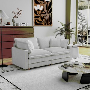 MAYEERTY Modular L-Shaped Deep Seat Sectional Sofa with 4 Pillows for Living Room (Beige) - 1 of 4
