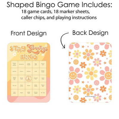 Big Dot of Happiness Stay Groovy - Bingo Cards and Markers - Boho Hippie Party Bingo Game - Set of 18