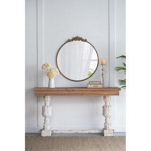 Lyngins 30"x32" Baroque-Inspired Round Full Length Mirror, Pre-Installed Reinforced Hook, Vintage Wall Mirror, Entryway Console Lean Against Wall - 1 of 4