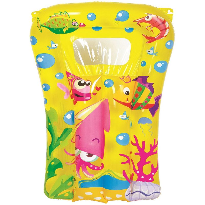 Pool Central 29" Yellow and Pink Sea World Inflatable Kick Board, 1 of 2