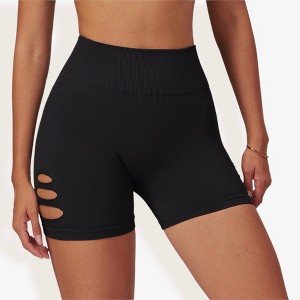 Anna-Kaci Active Women's High Waist Cutout Detail Compression Shorts with Seamless Design - 1 of 4