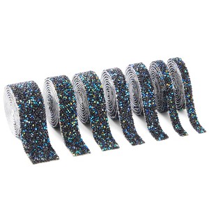 Bright Creations 7 Rolls Crystal Rhinestone Adhesive Strips for Crafts, Decor, Gifts (4 Sizes, Black) - 1 of 4