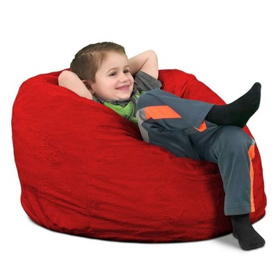 Ultimate Sack Kids Bean Bag Chair, Oversized Comfortable Indoor Floor Lounger, Giant Foam-Filled Furniture for Relaxing, Red Suede