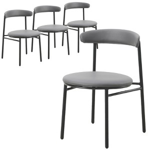 LeisureMod Dining Chair Upholstered in Polyester with Steel Legs Lume Series Set of 4 - 1 of 4