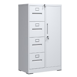Anybear Metal Storage Vertical Filing Cabinet with Lock, Steel File Locker with 4 Drawers and 1 door for Office, White - 1 of 4