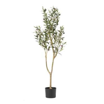 3.9ft Artificial Olive Tree, Realistic Potted Olive Tree, Artificial Olive Tree Plants with Leaves and Fruits