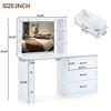 NicBex Vanity Desk with Mirror Dressing Table with Stool, Vanity Set with Adjustable Shelves,2 Drawers and Side Cabinet for Bedroom - 3 of 4