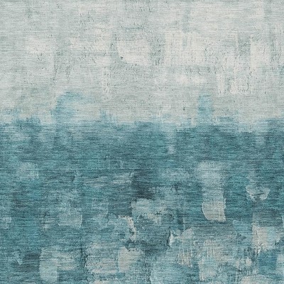 HomeRoots 10' X 14' Teal Blue And Silver Abstract Washable Indoor Outdoor Area Rug