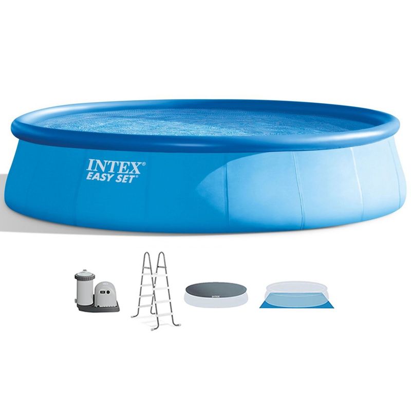 Intex Easy Set 18' x 48" Round Inflatable Above Ground Swimming Pool Set with Filter Pump, Ladder, Pool Cover, and Filter Cartridges (6 Pack), 2 of 7