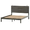 TIRAMISUBEST Full/Queen Size Farmhouse Style Platform Bed, Wooden Bed Frame with Two Headboard Lights - 4 of 4