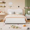 Jojoka Twin/Full/Queen Size Bed Frame, Boucle Upholstered Platform w/ Rounded Headboard, Wooden Slats, Low Profile, Heavy Duty, No Box Spring Needed - 3 of 4