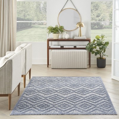 Denim Blue Diamond 5' x 7' Easy-Care Synthetic Rectangular Rug