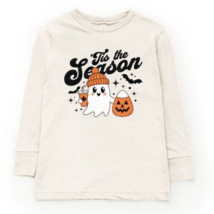 Tis The Season Ghost Retro - Toddler Long Sleeve Graphic Tee and Youth Long Sleeve Graphic T-Shirt - 1 of 3