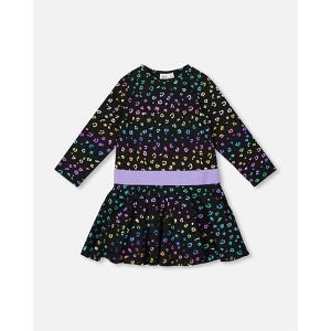 Deux par Deux Girl Jersey Dress Multicolor Leopard Print - 1 of 4