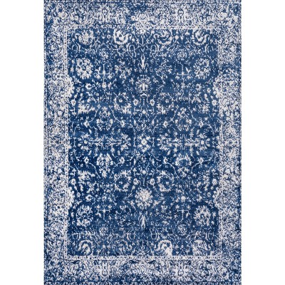 Handmade Reversible Synthetic Navy Blue 4' x 6' Area Rug