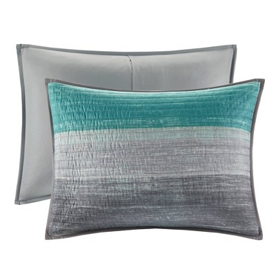 Aqua Queen Microfiber Reversible Coverlet and Sheet Set