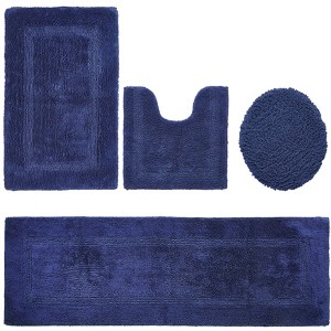Lux Premium 100% Cotton Tufted Solid Reversible 4 Piece Bath Rug Set – Ultra-Soft, Water-Absorbent, Durable, Machine Washable Bathroom Rug - 1 of 4