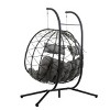 Coolbibila-Egg Chair With Stand, Swing Chair Patio With Cushions, Wicker Hanging Egg Chair, Hanging Basket Chair With Stand - 3 of 4