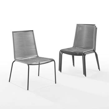 Fenton 4pk Outdoor Wicker Stackable Chairs - Gray - Crosley