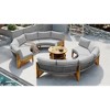 Chic Crate-Beach-Friendly Patio Set – 6-Person Teak Wood Outdoor Sectional with Removable Cushions & Built-In Coffee Table, Gray - 4 of 4
