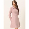 INSPIRE CHIC Women's Regular Fit Faux Suede Lapel Neck Long Sleeve Elegant A-Line Mini Dress - 2 of 4