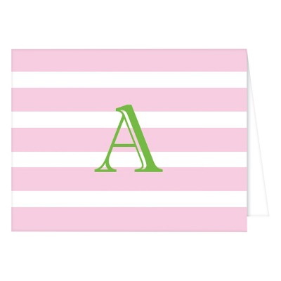 "A" Monogram Cabana Stripe Folded Notes Collections Light Pink