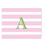 "A" Monogram Cabana Stripe Folded Notes Collections Light Pink