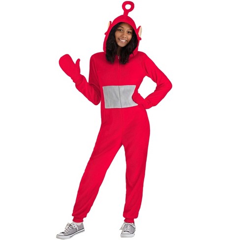 HalloweenCostumes Medium Teletubbies Po Adult Jumpsuit Costume Red Gray