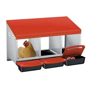 Chicken Nesting Box, Roll Away Metal Chicken Egg Laying Nest Box for Hens, Hen Roosting Boxes - 1 of 4