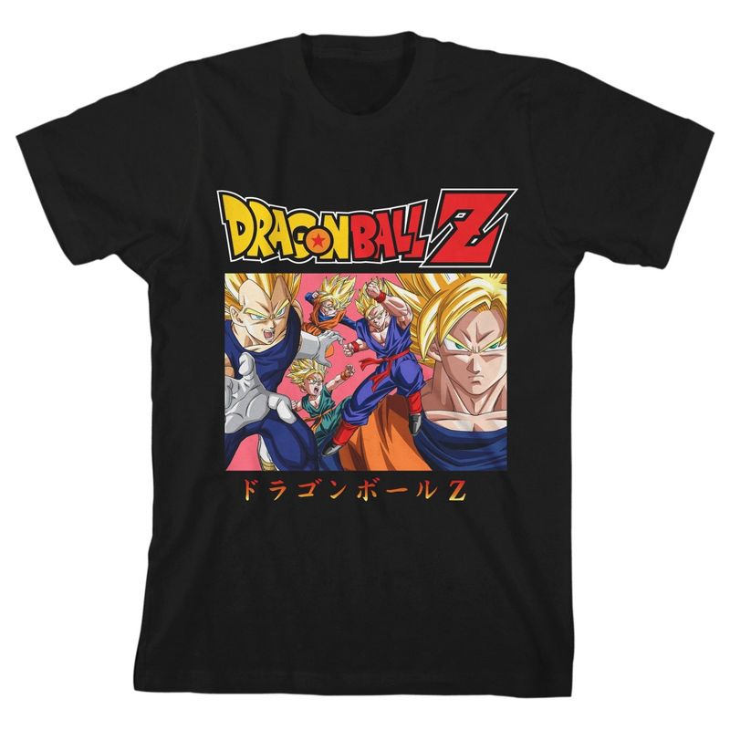 Dragon Ball Z Super Saiyan Character Group Boy's Black T-shirt, 1 of 4