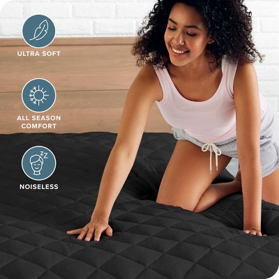 Black Twin XL Quilted Hypoallergenic Down Alternative Mattress Pad
