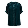 Womens Velvet Short Sleeve Shirts Casual Summer Tops Velvet Blouse Front Button Down V Neck Summer Tops Casual Loose Fit Shirts - 3 of 4