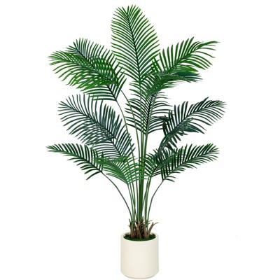 5FT Areca Palm Artificial Golden Cane Palm Tree Butterfly Palm Faux Plant with White Pot, Artificial Plants for Home Office Indoor Outdoor Decor