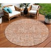 Salmon Orange And Gray Floral Washable Indoor Outdoor Area Rug - 2 of 4