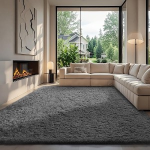 Ophanie Large Grey Shag Rug 7x10, Fluffy Area Rug for Living Room ...