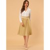 INSPIRE CHIC Women's Pleated Retro High Waist Belted Decor A-line Skirt - 3 of 4