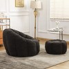 Bouclé Bean Bag Chair with Ottoman, Cozy Foam-Filled Lounge Chair for Adults, Upholstered Teddy Fabric Fuzzy Beanbag Chairs– Cuddlewood - 2 of 4